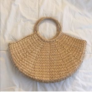 Vintage Straw Semi Circle Clutch